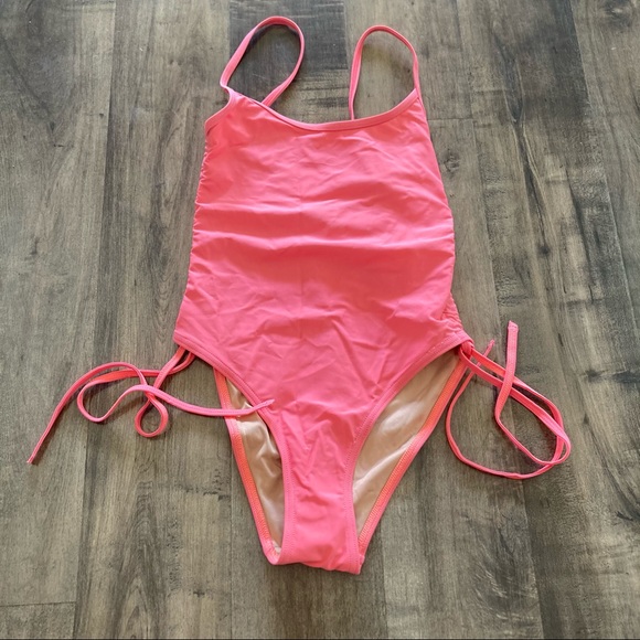 NWT Free People x Gnash Swim Pink String One Piece Swimsuit Sz XS